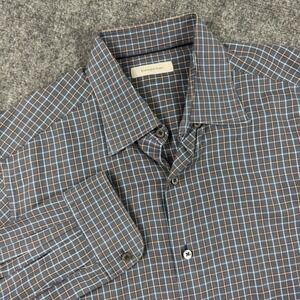 Ermenegildo Zegna Shirt XL Gray Multicolor Plaid Checkered L/S Button Down Men's